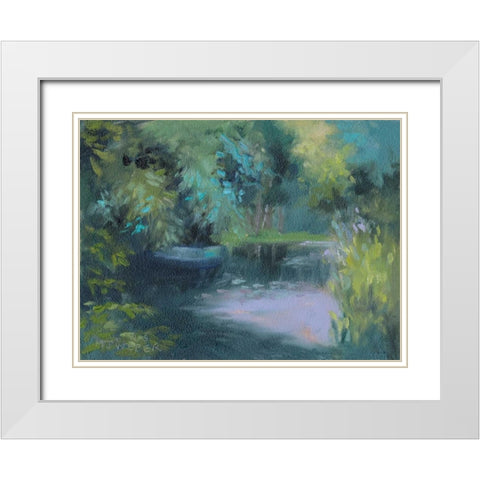 Monets Garden VIII White Modern Wood Framed Art Print with Double Matting by Weber, Mary Jean