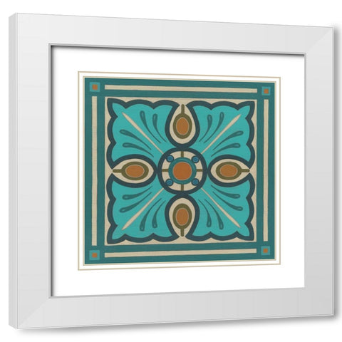 Piazza Tile in Blue I White Modern Wood Framed Art Print with Double Matting by Vess, June Erica