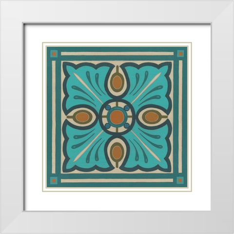 Piazza Tile in Blue I White Modern Wood Framed Art Print with Double Matting by Vess, June Erica
