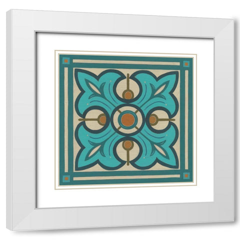 Piazza Tile in Blue II White Modern Wood Framed Art Print with Double Matting by Vess, June Erica