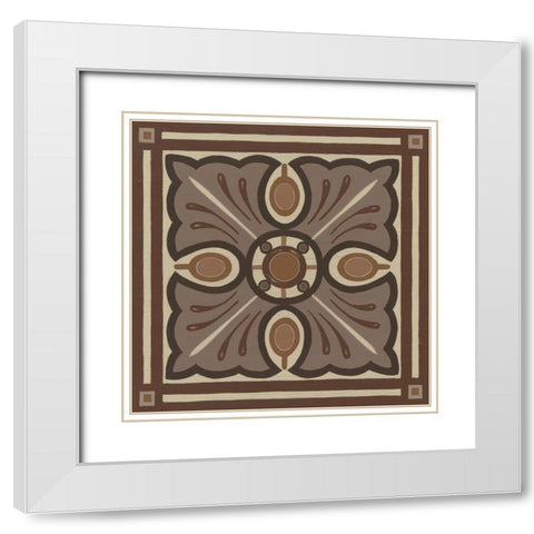 Piazza Tile in Brown I White Modern Wood Framed Art Print with Double Matting by Vess, June Erica