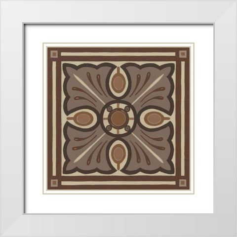 Piazza Tile in Brown I White Modern Wood Framed Art Print with Double Matting by Vess, June Erica