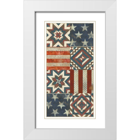 American Quilt J White Modern Wood Framed Art Print with Double Matting by Vision Studio