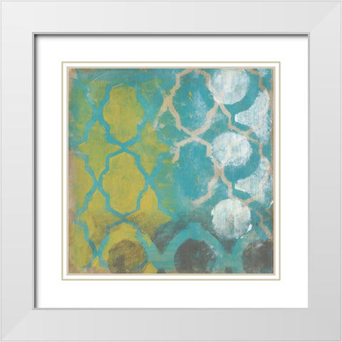 Neo Lattice I White Modern Wood Framed Art Print with Double Matting by Vess, June Erica