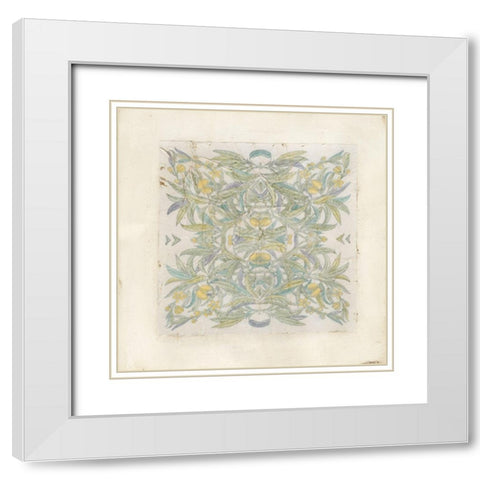 Quadrant Floral I White Modern Wood Framed Art Print with Double Matting by Meagher, Megan