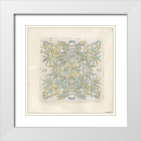 Quadrant Floral I White Modern Wood Framed Art Print with Double Matting by Meagher, Megan
