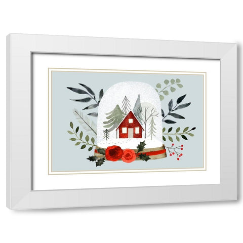 Snow Globe Village Collection A White Modern Wood Framed Art Print with Double Matting by Barnes, Victoria