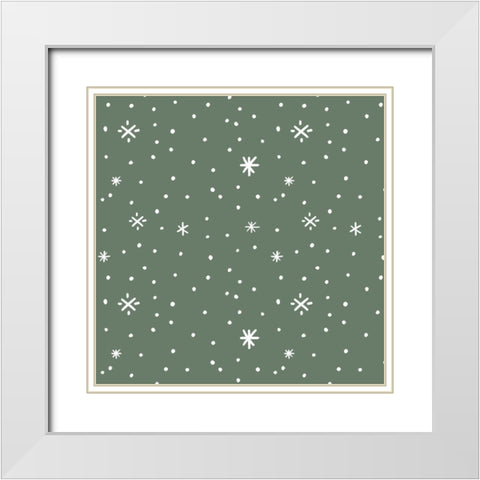 Snow Globe Village Collection I White Modern Wood Framed Art Print with Double Matting by Barnes, Victoria