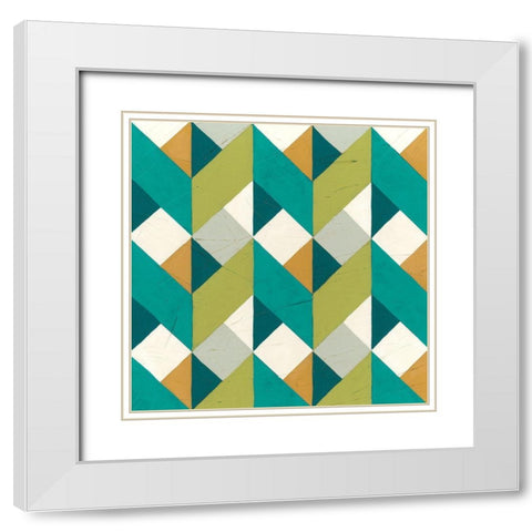 Chevron Illusion II White Modern Wood Framed Art Print with Double Matting by Vess, June Erica