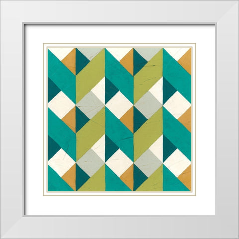 Chevron Illusion II White Modern Wood Framed Art Print with Double Matting by Vess, June Erica