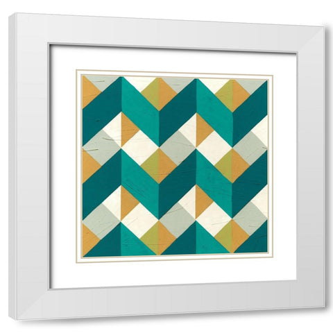 Chevron Illusion III White Modern Wood Framed Art Print with Double Matting by Vess, June Erica