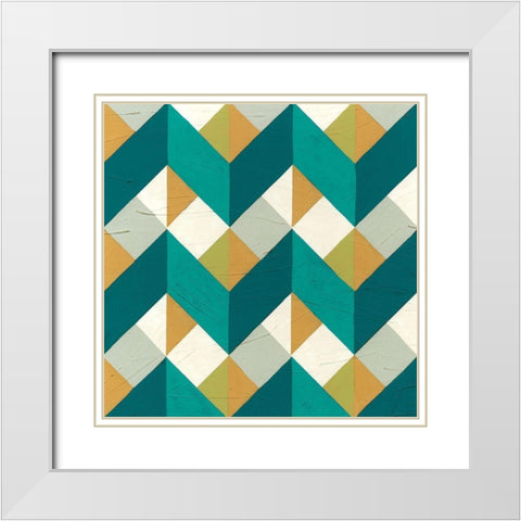 Chevron Illusion III White Modern Wood Framed Art Print with Double Matting by Vess, June Erica