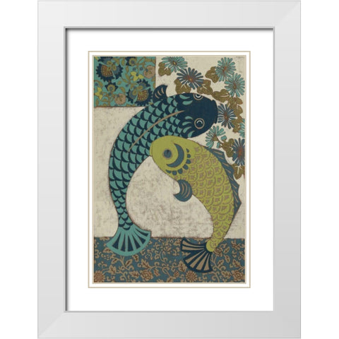 Koi Ornament I White Modern Wood Framed Art Print with Double Matting by Chariklia Zarris