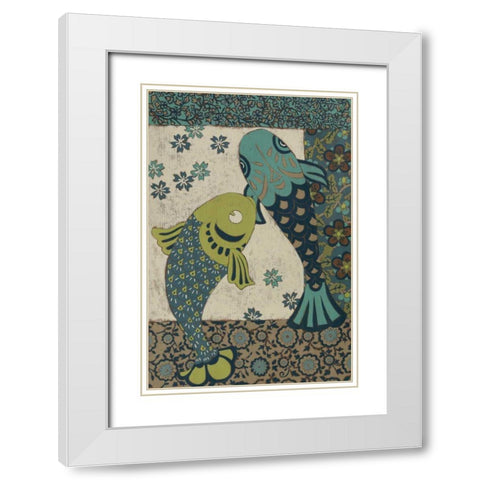 Koi Ornament II White Modern Wood Framed Art Print with Double Matting by Chariklia Zarris