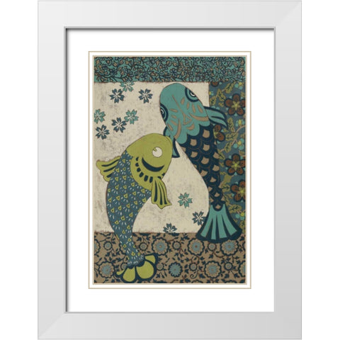 Koi Ornament II White Modern Wood Framed Art Print with Double Matting by Chariklia Zarris