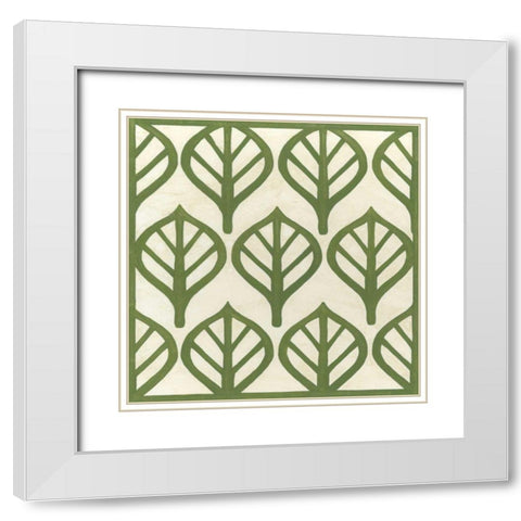 Cottage Leaves II White Modern Wood Framed Art Print with Double Matting by Vess, June Erica