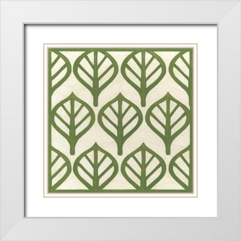 Cottage Leaves II White Modern Wood Framed Art Print with Double Matting by Vess, June Erica