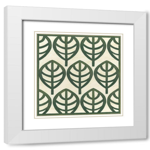 Cottage Leaves III White Modern Wood Framed Art Print with Double Matting by Vess, June Erica