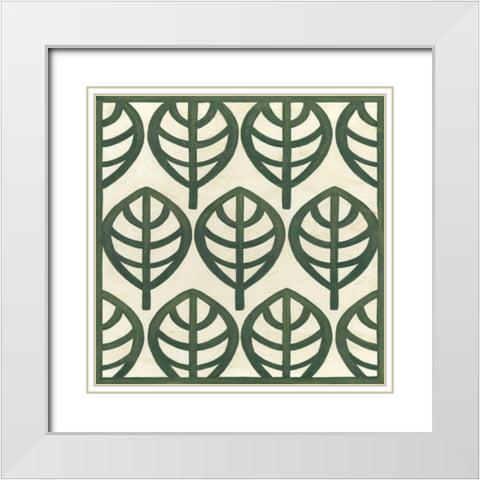 Cottage Leaves III White Modern Wood Framed Art Print with Double Matting by Vess, June Erica