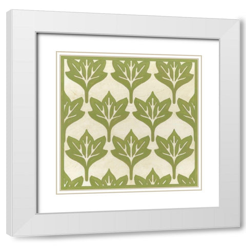 Cottage Leaves IV White Modern Wood Framed Art Print with Double Matting by Vess, June Erica