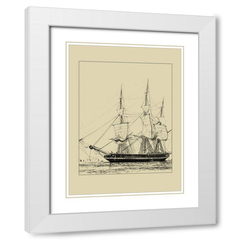 Ships and Sails V White Modern Wood Framed Art Print with Double Matting by Vision Studio