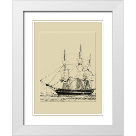 Ships and Sails V White Modern Wood Framed Art Print with Double Matting by Vision Studio
