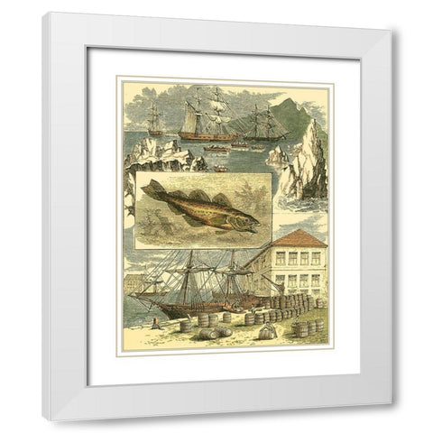 Fishermans Vignette II White Modern Wood Framed Art Print with Double Matting by Vision Studio