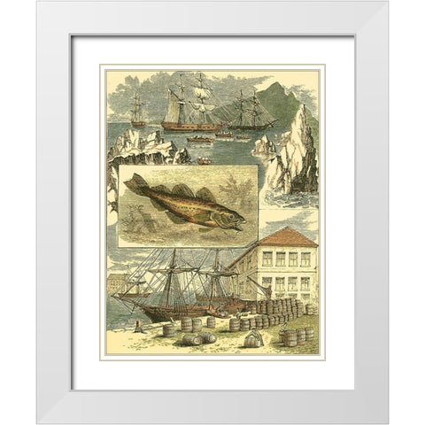 Fishermans Vignette II White Modern Wood Framed Art Print with Double Matting by Vision Studio