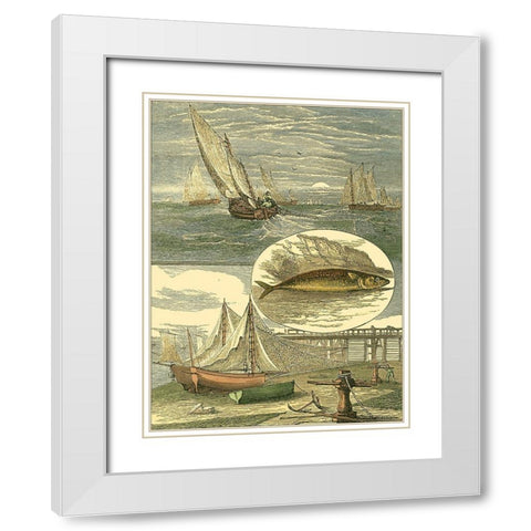 Fishermans Vignette III White Modern Wood Framed Art Print with Double Matting by Vision Studio