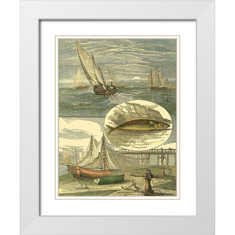 Fishermans Vignette III White Modern Wood Framed Art Print with Double Matting by Vision Studio