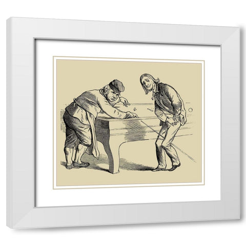 Pool Hall Antics II White Modern Wood Framed Art Print with Double Matting by Unknown