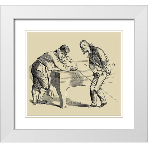 Pool Hall Antics II White Modern Wood Framed Art Print with Double Matting by Unknown