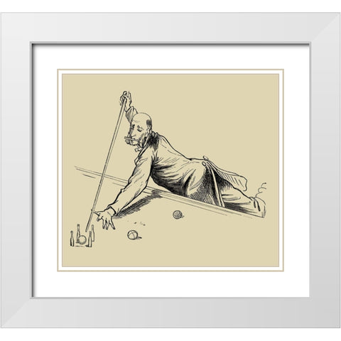 Pool Hall Antics III White Modern Wood Framed Art Print with Double Matting by Unknown