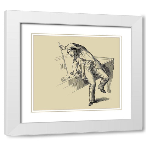 Pool Hall Antics IV White Modern Wood Framed Art Print with Double Matting by Unknown