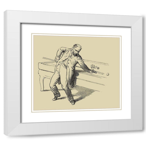Pool Hall Antics V White Modern Wood Framed Art Print with Double Matting by Unknown