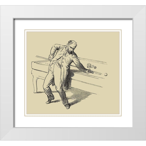 Pool Hall Antics V White Modern Wood Framed Art Print with Double Matting by Unknown