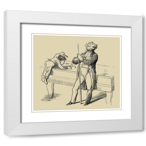 Pool Hall Antics VI White Modern Wood Framed Art Print with Double Matting by Unknown