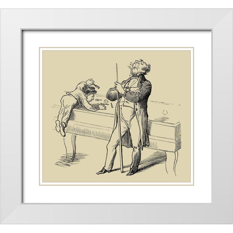Pool Hall Antics VI White Modern Wood Framed Art Print with Double Matting by Unknown