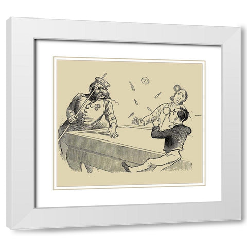Pool Hall Antics VIII White Modern Wood Framed Art Print with Double Matting by Unknown