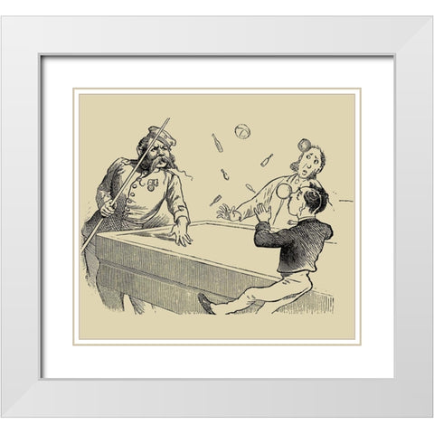 Pool Hall Antics VIII White Modern Wood Framed Art Print with Double Matting by Unknown