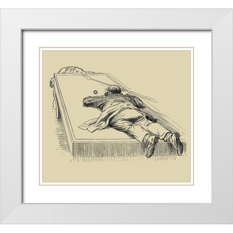 Pool Hall Antics IX White Modern Wood Framed Art Print with Double Matting by Unknown