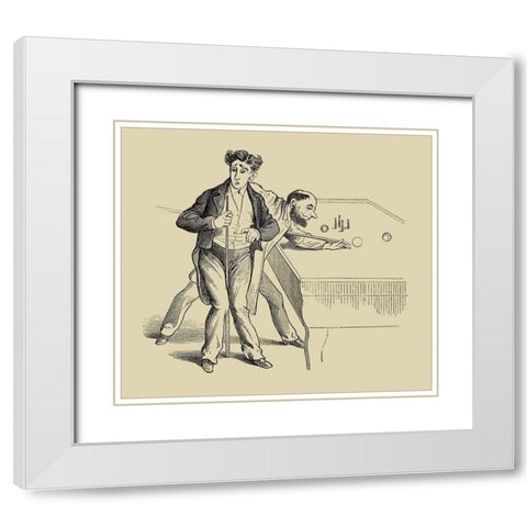 Pool Hall Antics X White Modern Wood Framed Art Print with Double Matting by Unknown