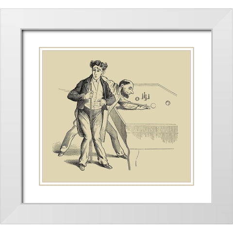 Pool Hall Antics X White Modern Wood Framed Art Print with Double Matting by Unknown