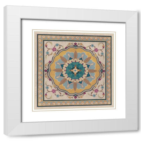 Floral Bazaar Tile II White Modern Wood Framed Art Print with Double Matting by Vess, June Erica