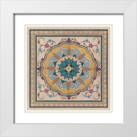 Floral Bazaar Tile II White Modern Wood Framed Art Print with Double Matting by Vess, June Erica