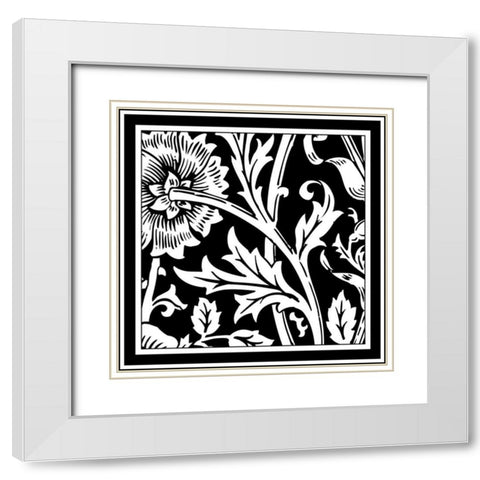 Printed Graphic Floral Motif IV White Modern Wood Framed Art Print with Double Matting by Vision Studio