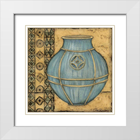 Square Cerulean Pottery I White Modern Wood Framed Art Print with Double Matting by Zarris, Chariklia