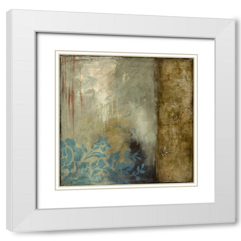 Teal Patina III White Modern Wood Framed Art Print with Double Matting by Goldberger, Jennifer