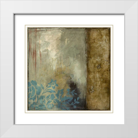 Teal Patina III White Modern Wood Framed Art Print with Double Matting by Goldberger, Jennifer