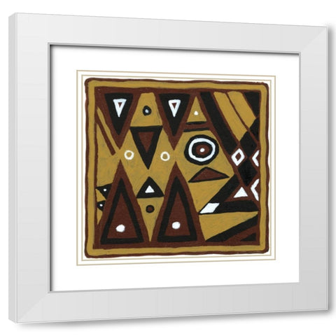 Tribal Rhythms II White Modern Wood Framed Art Print with Double Matting by Roper, Virginia A.